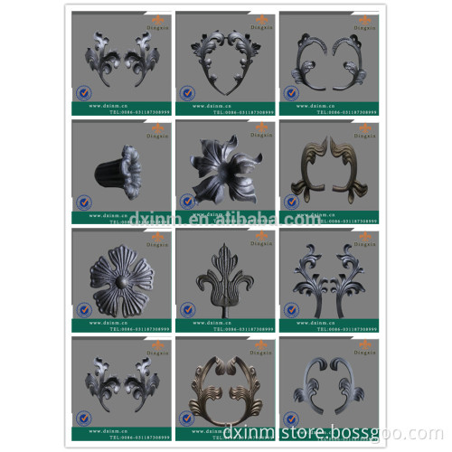 Metal leaves and flowers and coupled used wrought steel fencing for sale